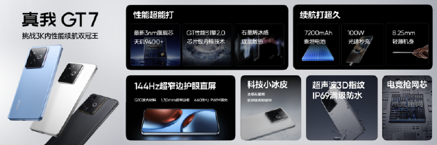 真我GT7正式发布：搭载3nm天玑9400+，国补到手价2210元起